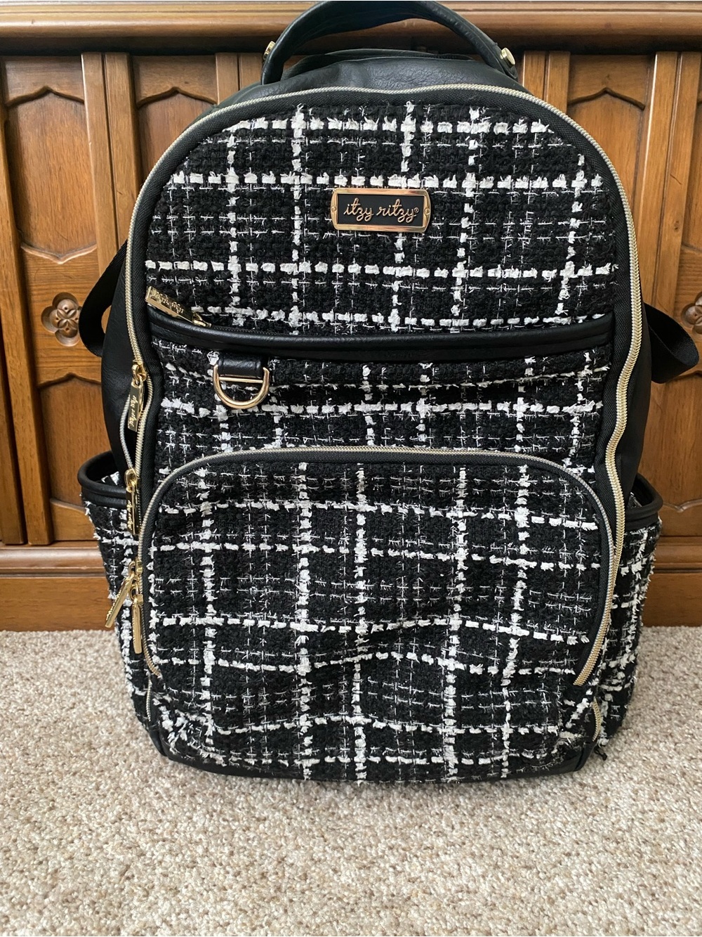 Itzy Ritzy Black & White Tweed Diaper Bag